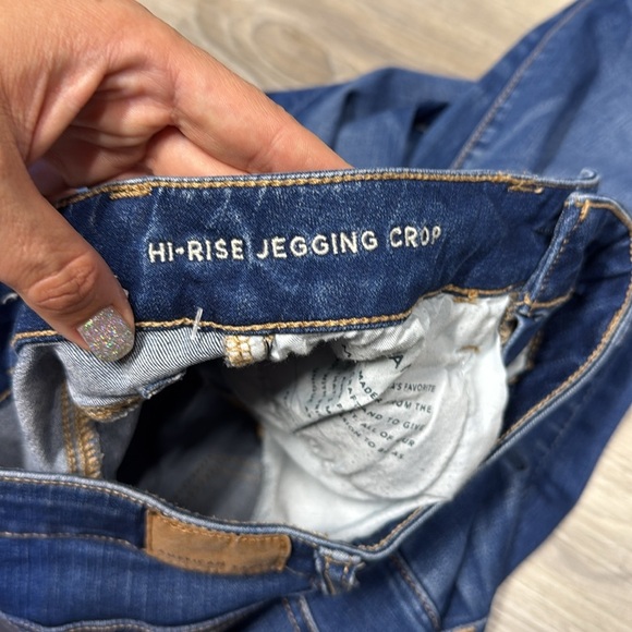 🏴 American Eagle Outfitters Blue high rise jegging crop size 4 - Picture 7 of 12